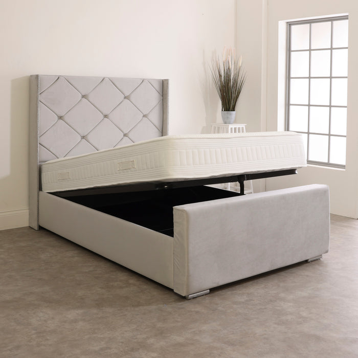 Chloe Upholstered Wingback Ottoman Bed Frame